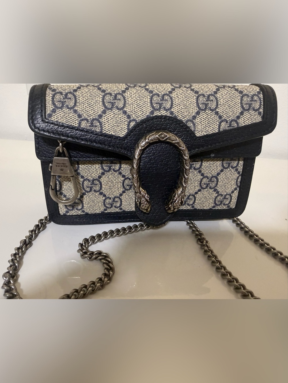 Gucci Blue and Beige GG Supreme Dionysus Mini Crossbody